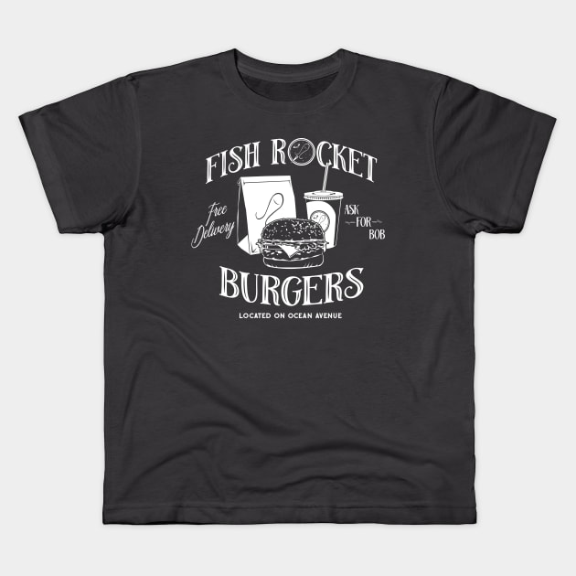 Fish Rocket Burgers Kids T-Shirt by stevethomasart